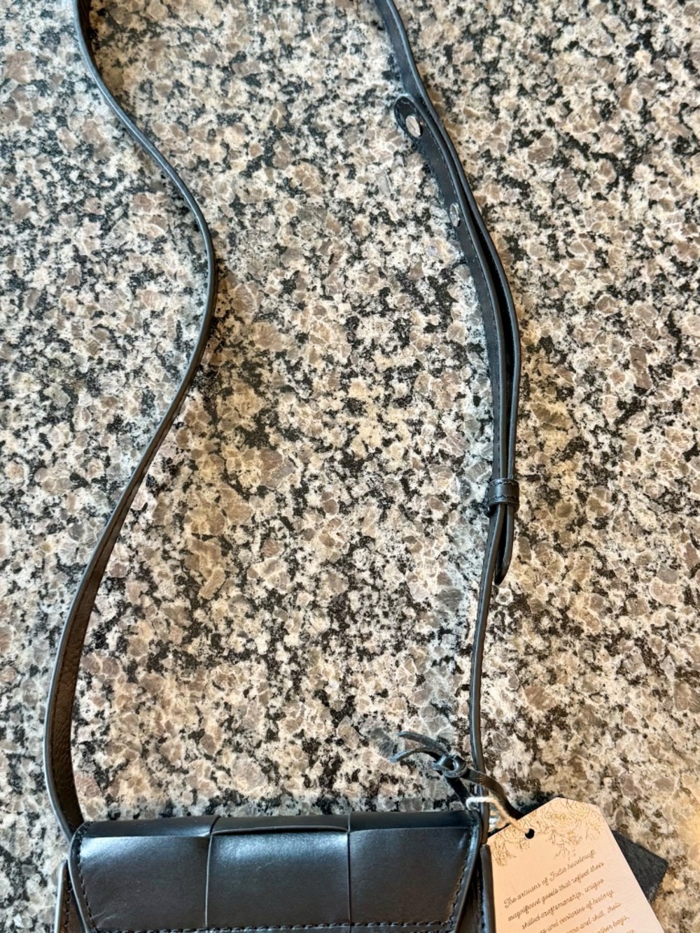 Women's Genuine Woven Leather Mini Crossbody Bag - Black - Picture 2 of 7